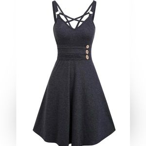 Dresslily Strappy Mock Button Open Back Casual Dress, Size 10, New With Tags